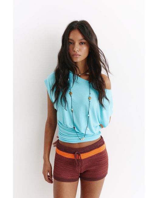 Pull&Bear Blue Crochet Knit Shorts