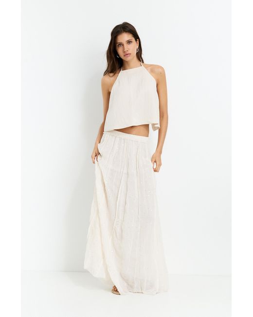 Pull&Bear White Flowing Halter Top