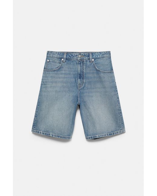 Pull&Bear Blue Baggy Relaxed Fit Denim Bermuda Shorts for men