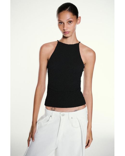 Pull&Bear Black Open-Back Halter Top