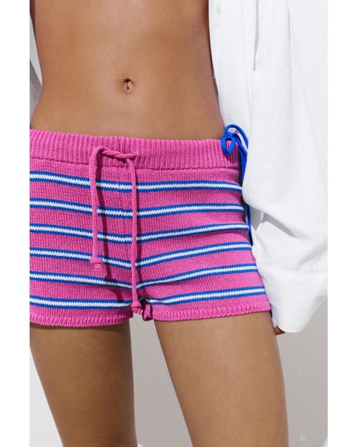 Pull&Bear Pink Striped Knit Shorts