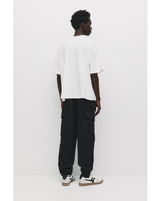 Pull&Bear White Cargo joggers for men