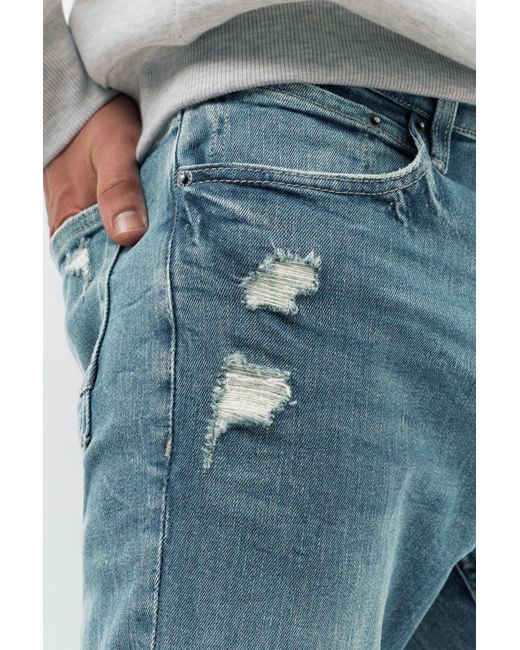 Pull&Bear Blue Ripped Skinny Jeans for men