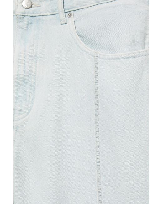 Pull&Bear White Baggy Denim Bermuda Shorts With Seams for men