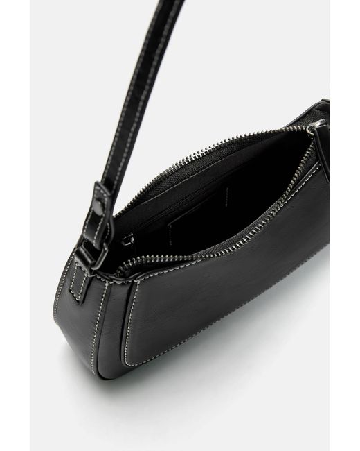 Pull&Bear Black Schultertasche Mit Nähten