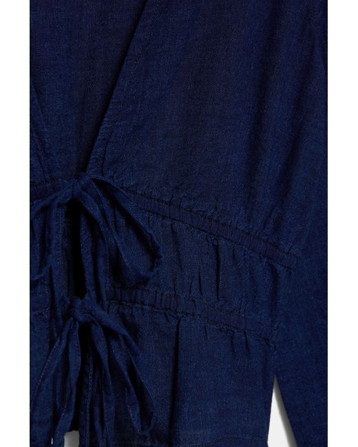 Camicetta Denim Con Lacci di Pull&Bear in Blue