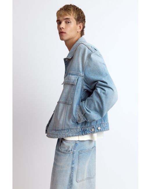 Pull&Bear Blue Trucker Denim Jacket for men