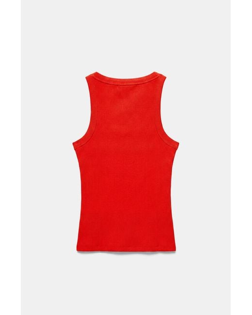 Pull&Bear Red Basic Tank Top