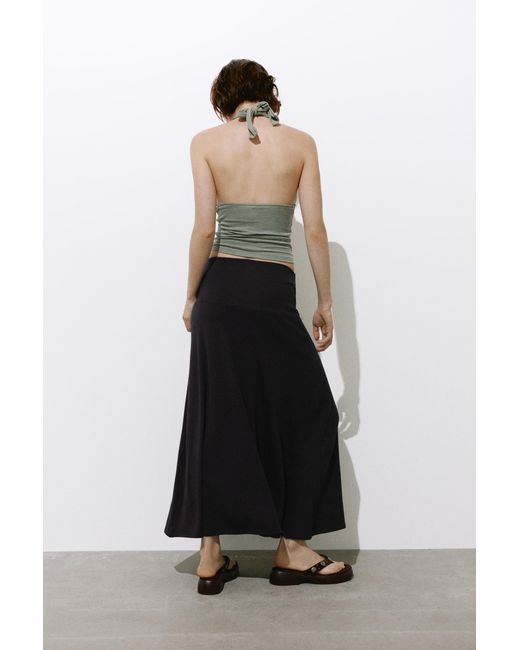Pull&Bear Black Flared Midi Skirt