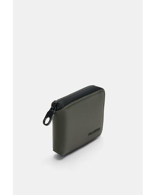 Pull&Bear Green Rubberised Wallet for men