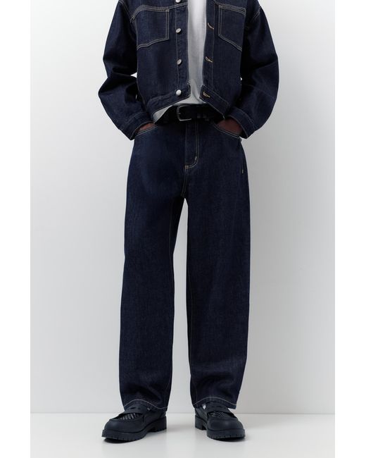 Pull&Bear Blue Baggy Jeans for men