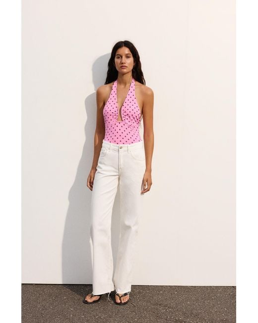 Pull&Bear Pink Gathered Halterneck Bodysuit