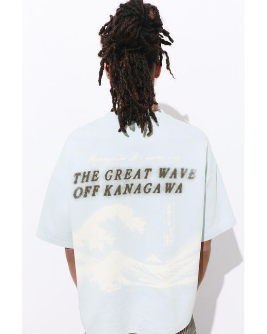 Pull&Bear White Short Sleeve Hokusai T-Shirt for men