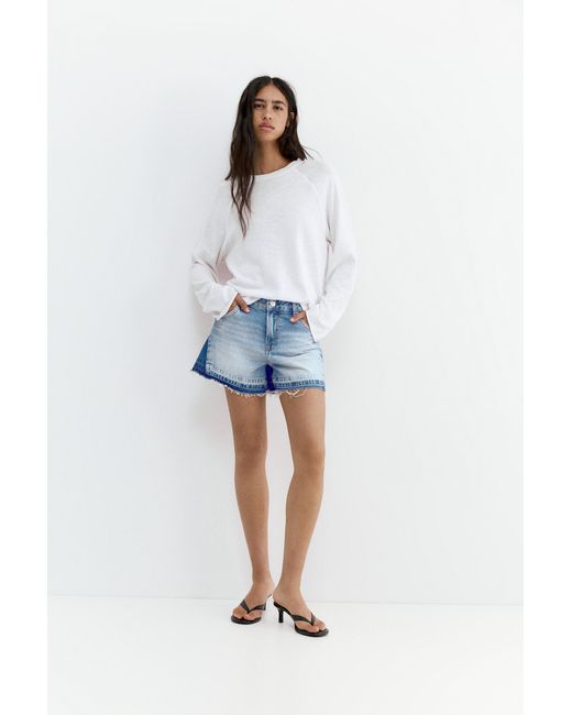 Pull&Bear Patchwork Denim Bermuda in het Blue