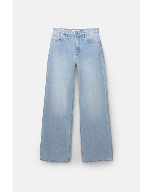 Pull&Bear Blue Glitzer-Baggy-Straight-Jeans