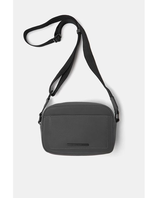 Pull&Bear Black Rubberised Crossbody Bag