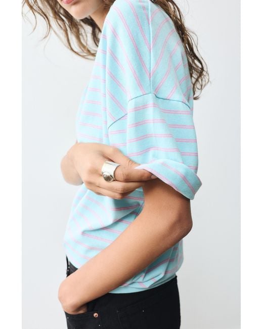 Pull&Bear Blue Oversize Short Sleeve T-Shirt