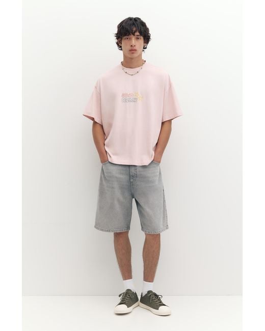 Pull&Bear Baggy Denim Bermuda in het Gray voor heren