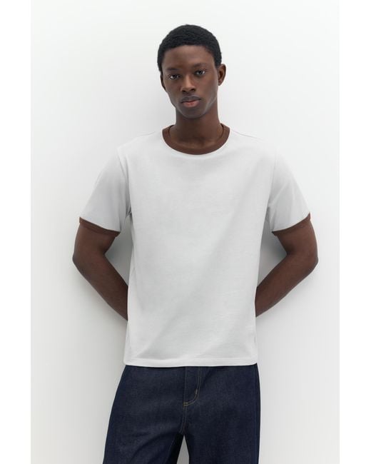 Pull&Bear Gray Contrast Trim T-Shirt for men
