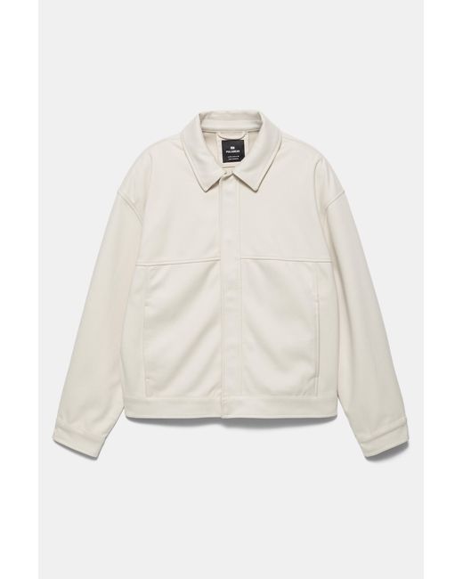 Pull&Bear White Textured Jacket for men