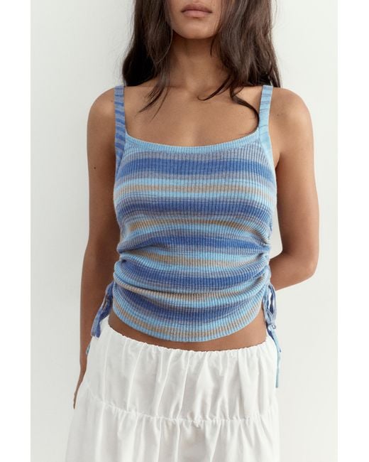 Pull&Bear White Gathered Strappy Top