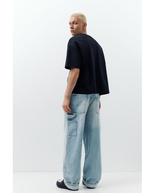 Pull&Bear Blue Double-Leg Carpenter Jeans for men