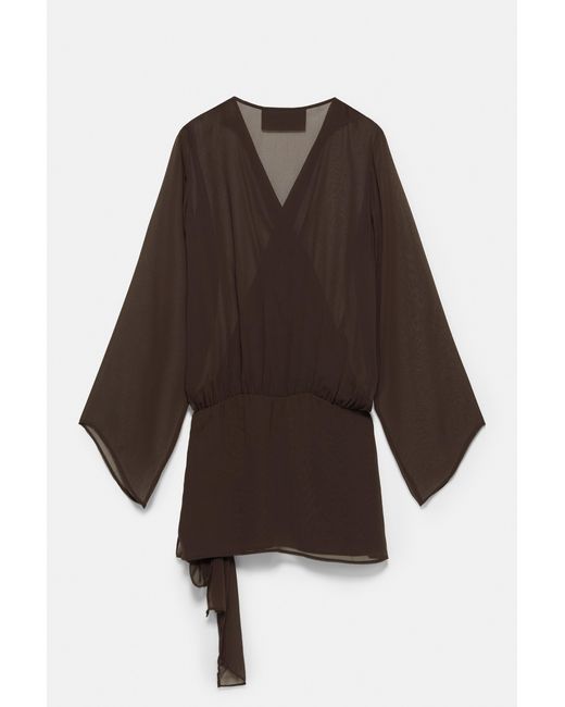 Robe Cache-Cœur Drapée Pull&Bear en coloris Black