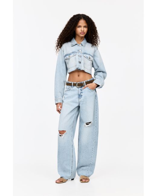 Pull&Bear Blue Cropped-Jeansjacke
