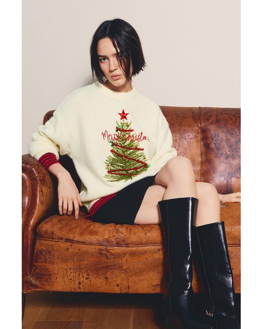 Pull&Bear Orange Christmas Tree Sweater
