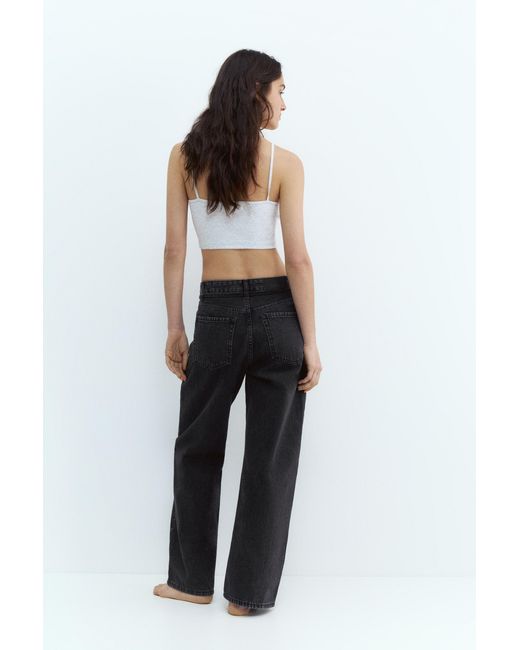 Pull&Bear Black Baggy Jeans With Drawstring