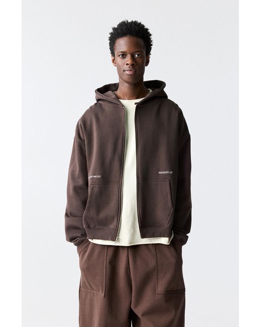 Pull&Bear Brown Hoodie With Zip for men
