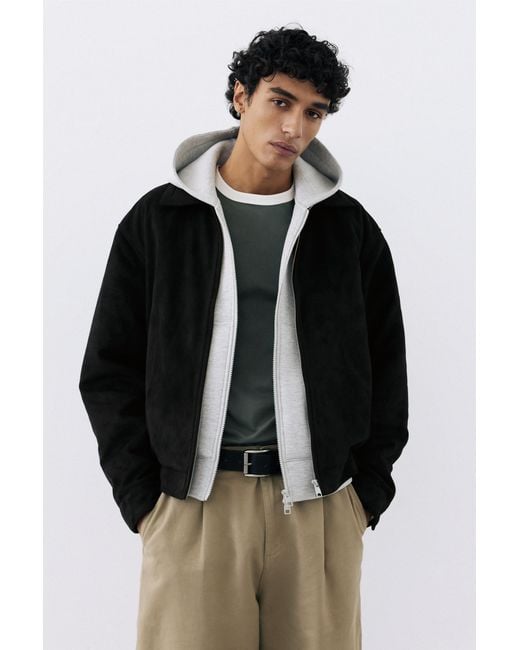 Pull&Bear Black Faux Suede Jacket for men