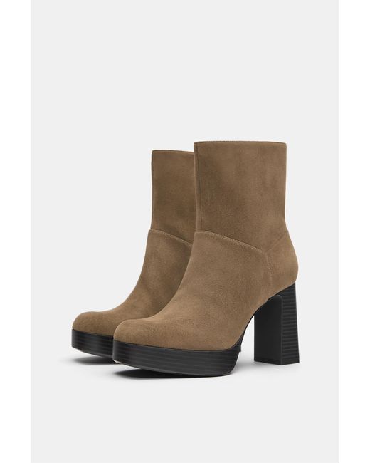 Pull&Bear Blue Platform High-Heel Ankle Boots
