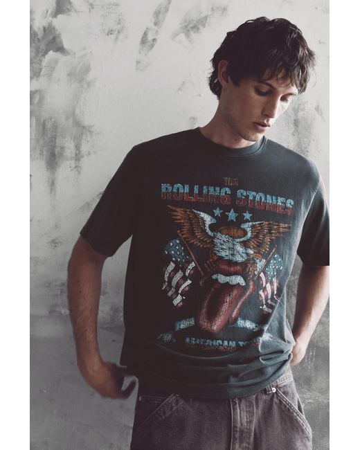 Pull&Bear Gray Rolling Stones T-Shirt for men