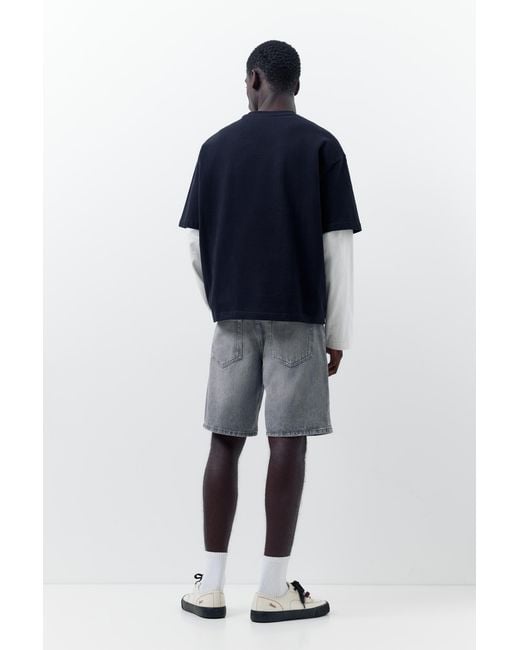 Pull&Bear Blue Standard Denim Bermuda Shorts for men