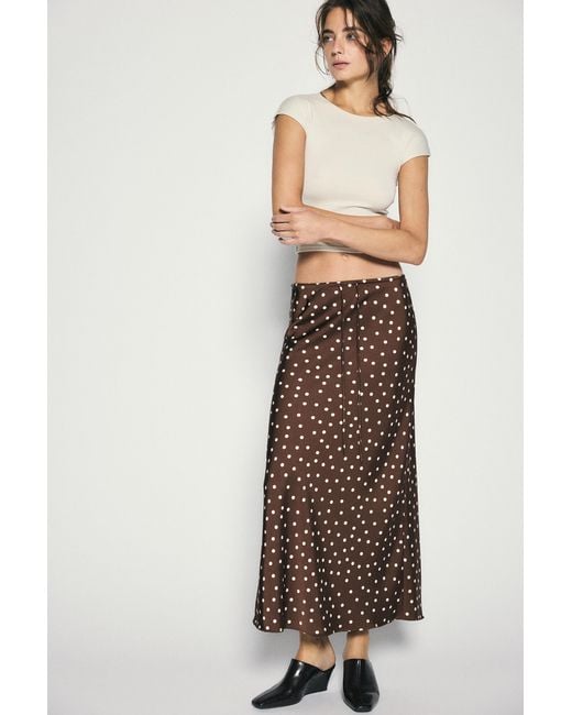 Pull&Bear Multicolor Satin Drawstring Midi Skirt