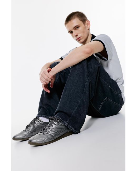 Pull&Bear Blue Metallic Retro Trainers for men