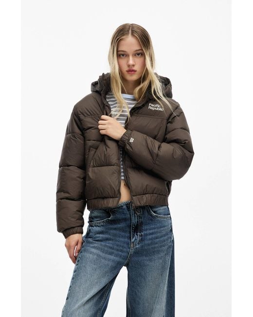 Pull&Bear Brown Pacific Republic Puffer Jacket