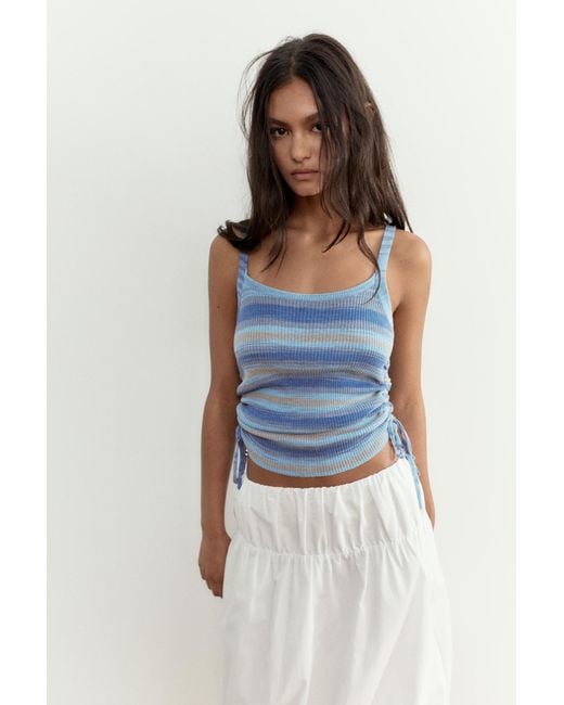 Pull&Bear White Gathered Strappy Top