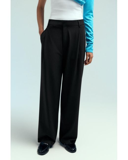 Pull&Bear Black Darted Smart Trousers