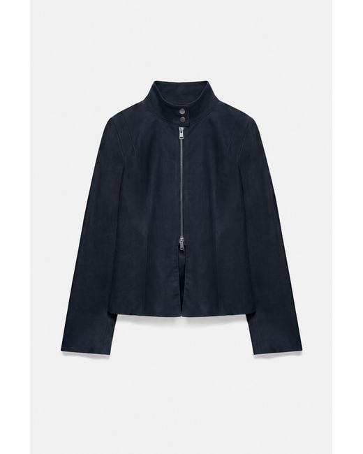 Pull&Bear Blue Fitted High Neck Jacket