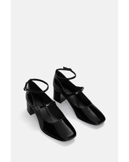Pull&Bear Black High-Heel Mary Janes With Ankle Strap