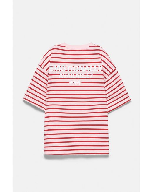 Pull&Bear Blue Oversize Striped T-Shirt
