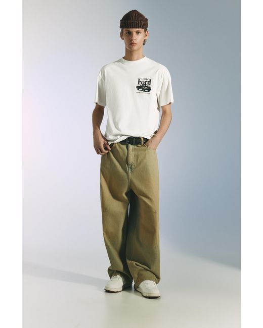 Pull&Bear White Ford T-Shirt for men