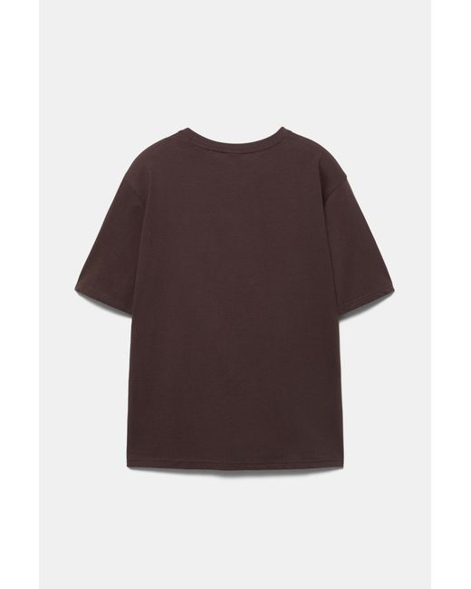 Pull&Bear Red Basic Short Sleeve Cotton T-Shirt for men