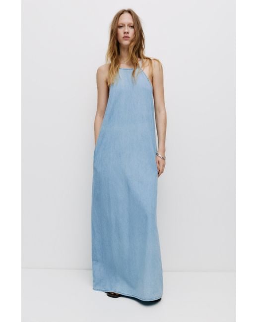 Pull&Bear Blue Long Denim Dress