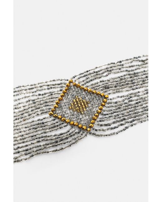 Pull&Bear White Beaded Choker Necklace