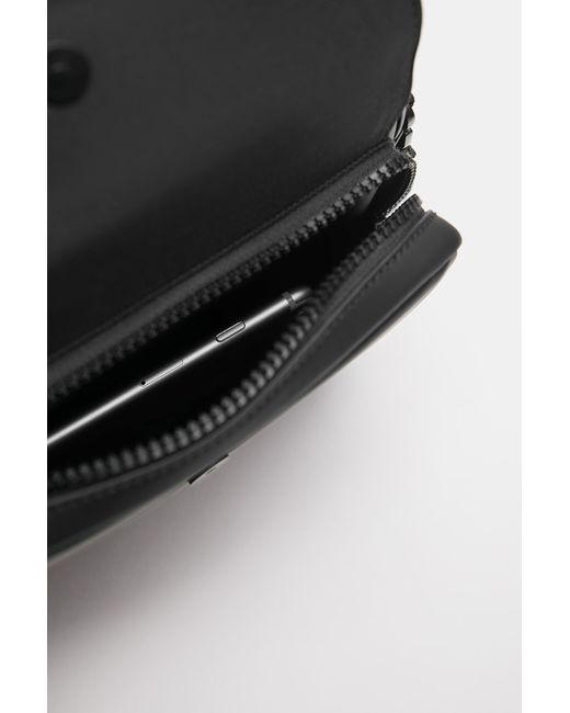 Pull&Bear Black Rubberised Crossbody Bag for men