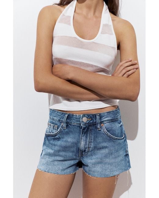 Pull&Bear Blue Mini Ripped Denim Shorts