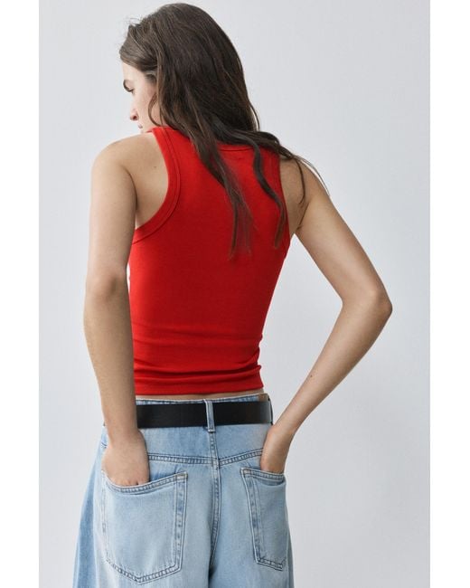 Pull&Bear Red Basic Tank Top